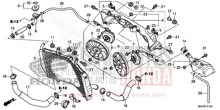 RADIATOR for VFR1200X Dual Clutch DARKNESS BLACK METALLIC (NH463) from 2013